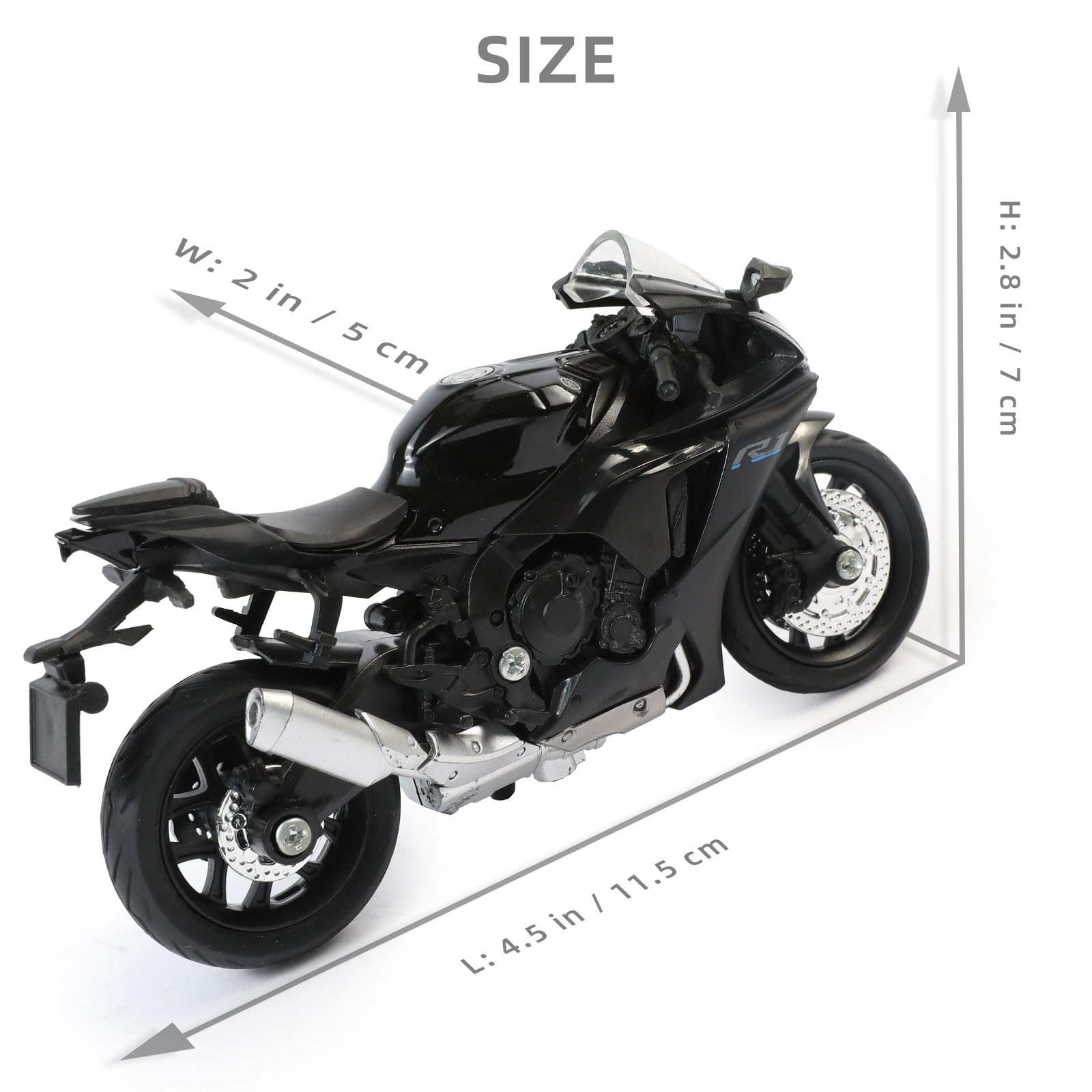 Risopen 1:18 Scale Black Die-Cast Motorcycle Model – Compatible Yamaha R1 Style Toy and Collectible