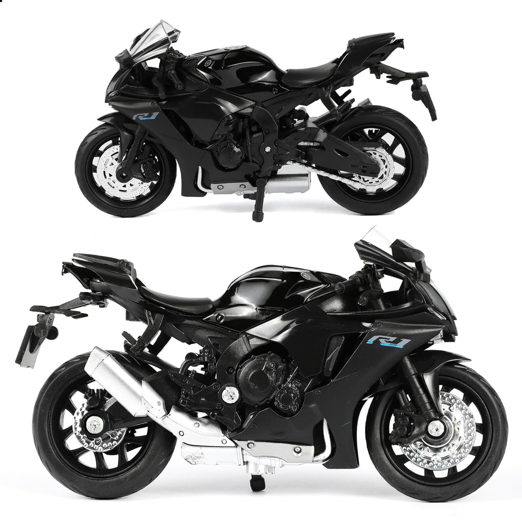 Risopen 1:18 Scale Black Die-Cast Motorcycle Model – Compatible Yamaha R1 Style Toy and Collectible
