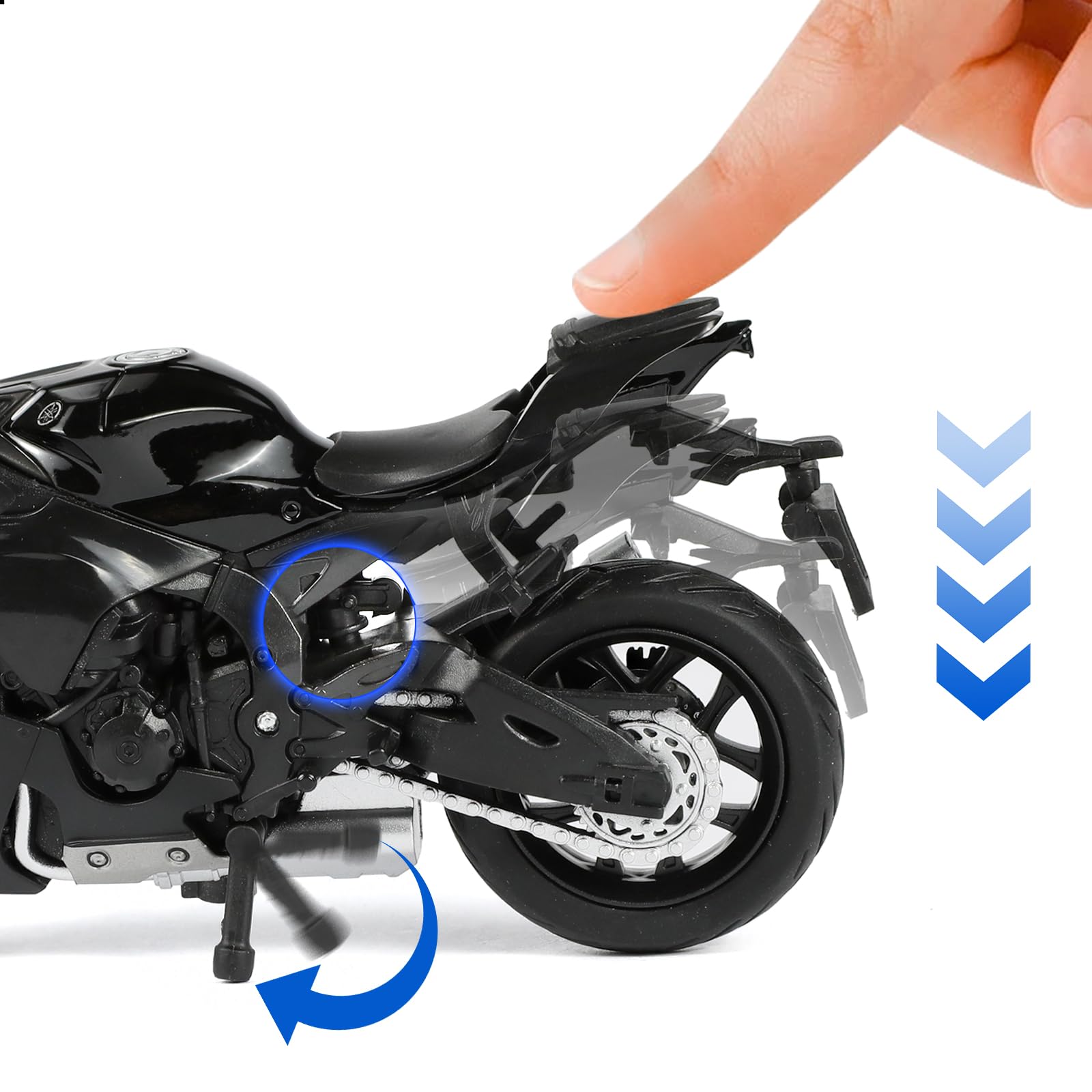 Risopen 1:18 Scale Black Die-Cast Motorcycle Model – Compatible Yamaha R1 Style Toy and Collectible