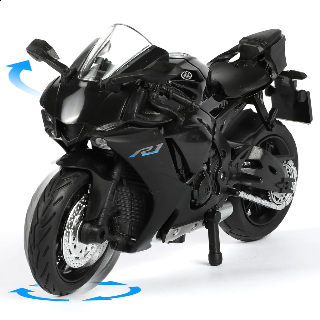 Risopen 1:18 Scale Black Die-Cast Motorcycle Model – Compatible Yamaha R1 Style Toy and Collectible