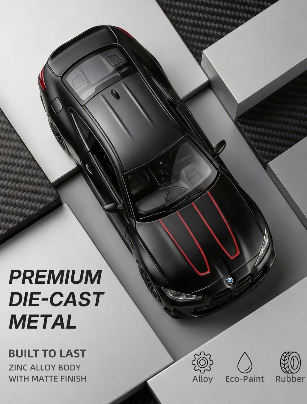 Risopen 1:36 BMW M4 CSL Diecast Model Car – Pull Back Toy with Opening Doors for Ages 3+