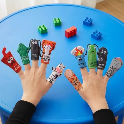 Rite Lite 10 Plague Finger Puppets for Passover Seder - Educational Toy for Kids