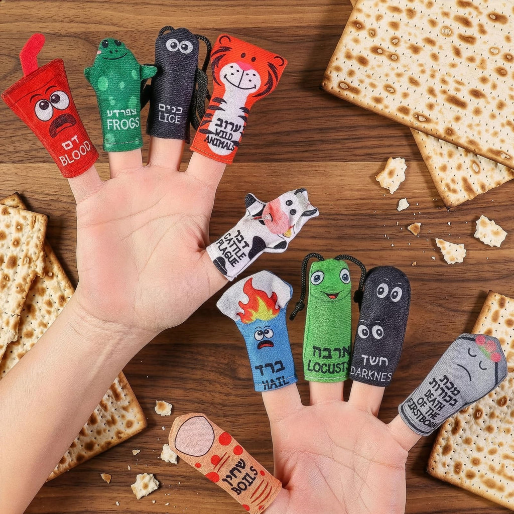 Rite Lite 10 Plague Finger Puppets for Passover Seder - Educational Toy for Kids