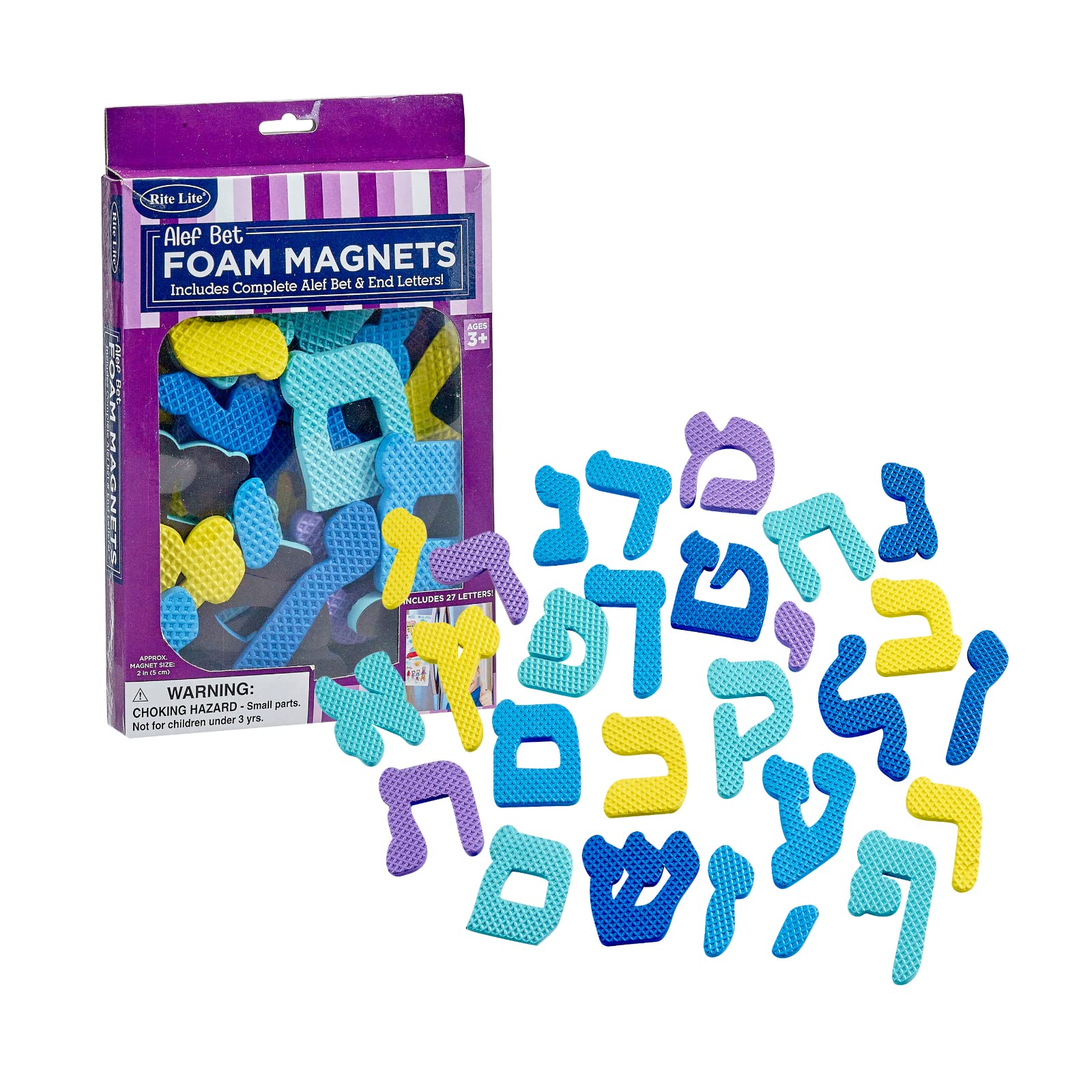 Rite Lite Alef Bet Foam Magnets – 27-Piece Hebrew Alphabet Set for Kids, Party Favors, and Educational Play