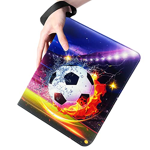 Rmannke 4-Pocket Soccer Card Binder with 50 Removable Sleeves – Holds 400 Cards