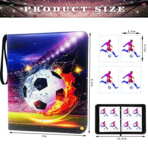 Rmannke 4-Pocket Soccer Card Binder with 50 Removable Sleeves – Holds 400 Cards