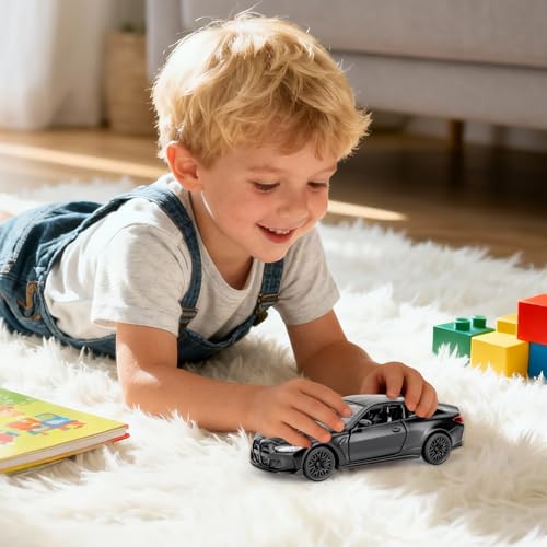 RMZ City 1/36 BMW M4 CSL Diecast Car – Alloy Pullback Toy with Opening Doors, Gift for Ages 3+ (Black)