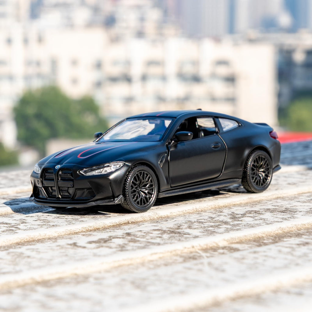RMZ City 1/36 BMW M4 CSL Diecast Car – Alloy Pullback Toy with Opening Doors, Gift for Ages 3+ (Black)