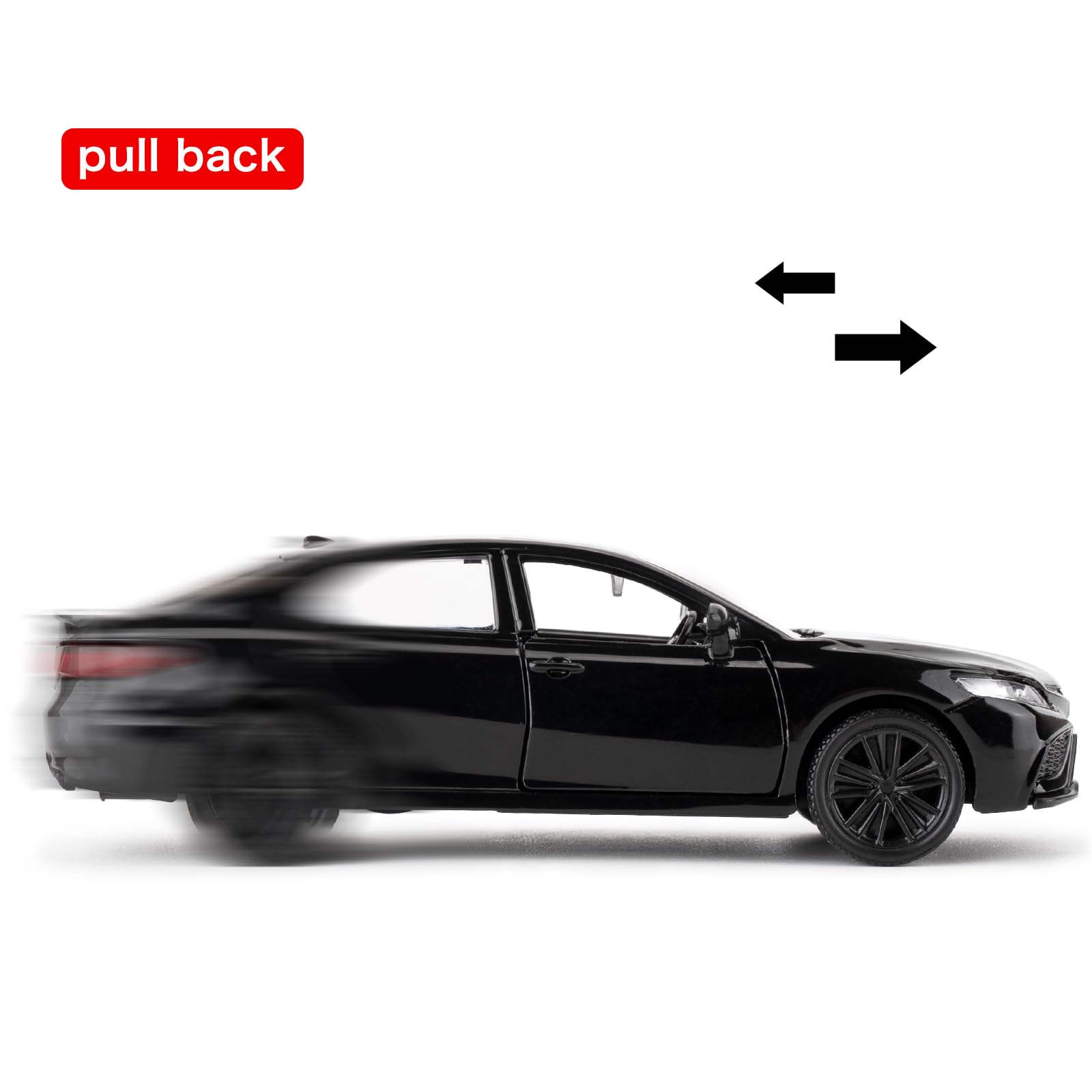 RMZ City 1:36 Camry XSE Diecast Car Model – Black, Pull Back, Opening Doors