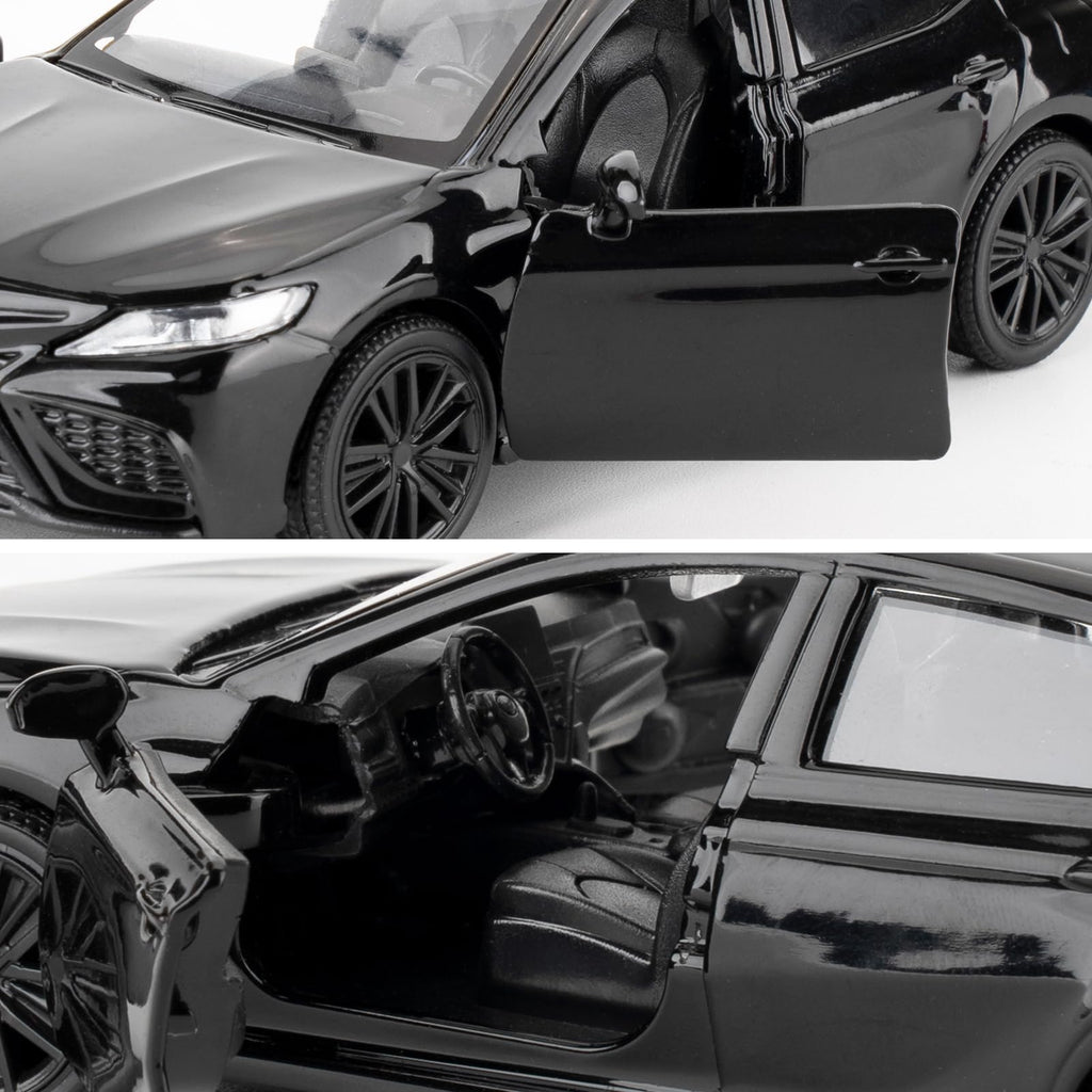 RMZ City 1:36 Camry XSE Diecast Car Model – Black, Pull Back, Opening Doors