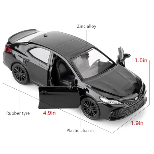 RMZ City 1:36 Camry XSE Diecast Car Model – Black, Pull Back, Opening Doors