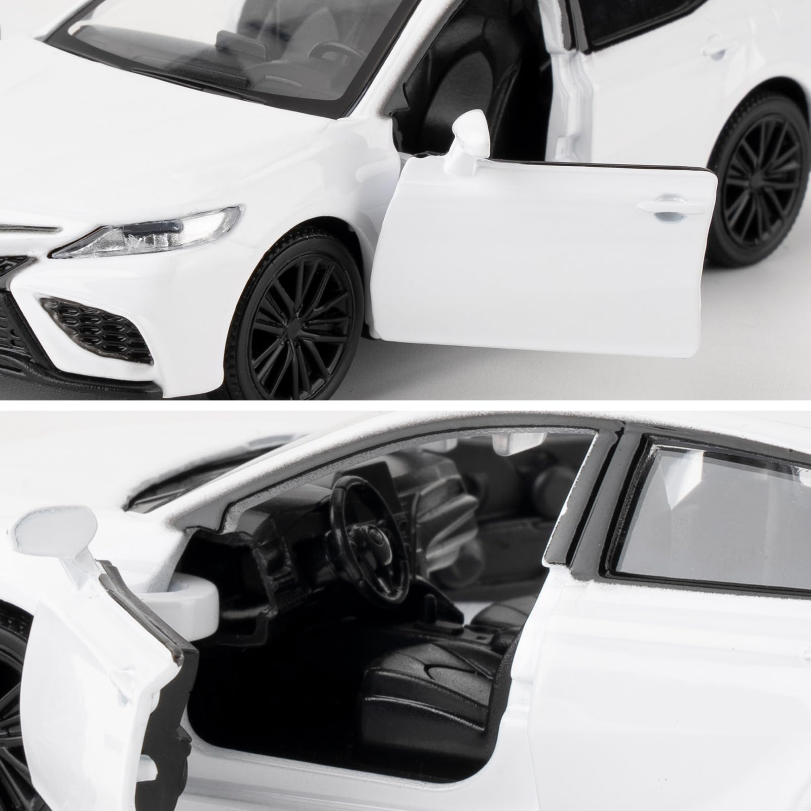 RMZ City 1:36 Camry XSE Diecast Model Car, White – Pull Back with Opening Doors