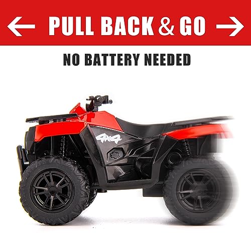 RMZ City 1:36 Diecast ATV Pull-Back Toy Car - Red, Zinc Alloy, Rubber Tires, Gift for Kids