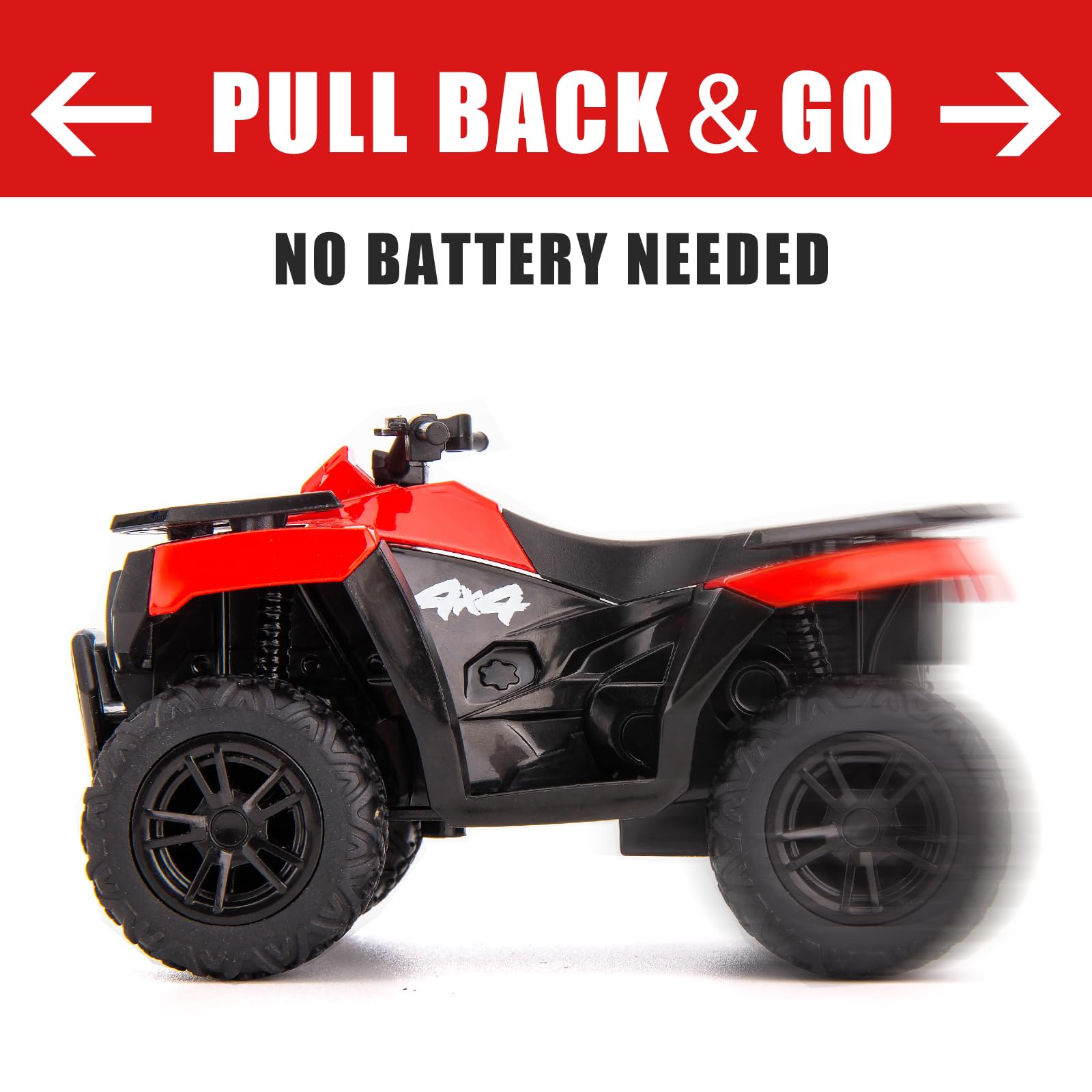 RMZ City 1:36 Diecast ATV Pull-Back Toy Car - Red, Zinc Alloy, Rubber Tires, Gift for Kids