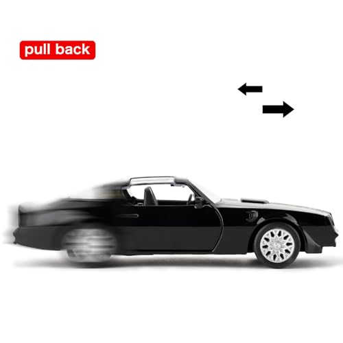 RMZ City 1:36 Pontiac Firebird Trans Am Diecast Pull Back Car - Black, Opening Doors, Ages 3+