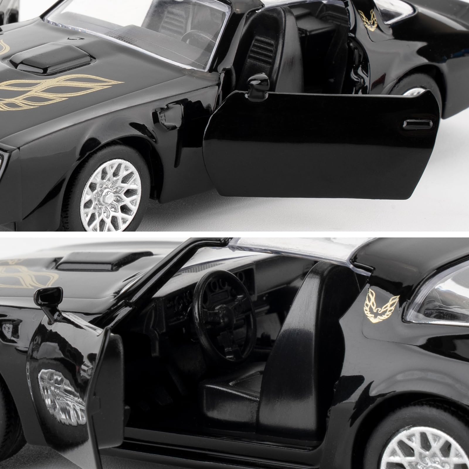RMZ City 1:36 Pontiac Firebird Trans Am Diecast Pull Back Car - Black, Opening Doors, Ages 3+