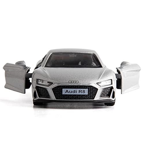 RMZ City 1:36 Scale Audi R8 Diecast Model Car – Pull-Back Toy with Opening Doors, Silver