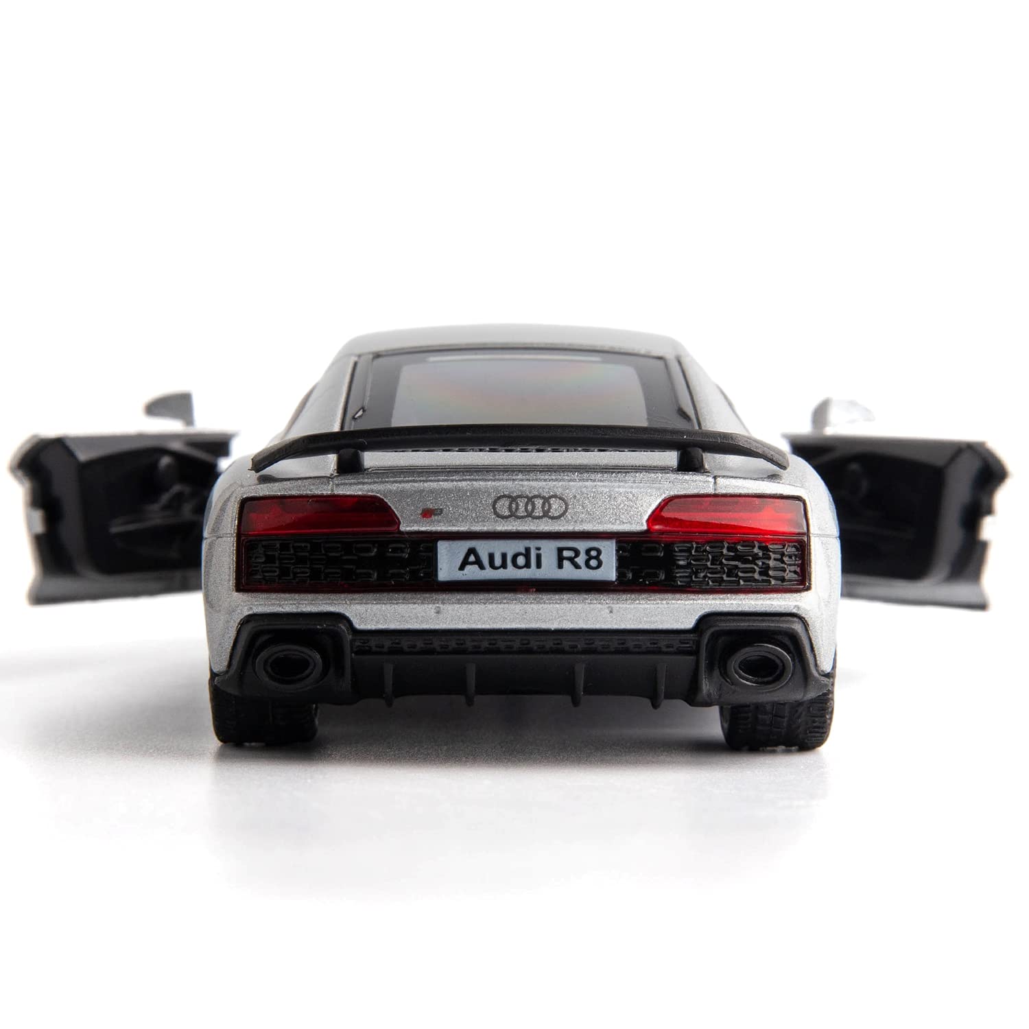 RMZ City 1:36 Scale Audi R8 Diecast Model Car – Pull-Back Toy with Opening Doors, Silver