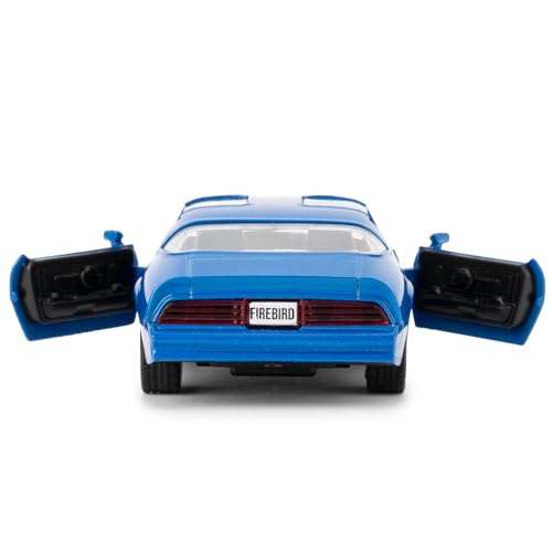 RMZ City 1:36 Scale Pontiac Firebird Trans Am Diecast Pull-Back Toy Car - Blue, Doors Open