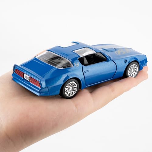 RMZ City 1:36 Scale Pontiac Firebird Trans Am Diecast Pull-Back Toy Car - Blue, Doors Open