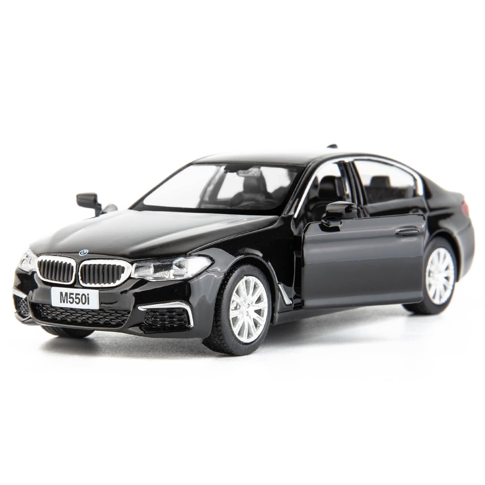 RMZ City BMW M550i 1:36 Diecast Car – Pull-Back Toy with Opening Doors, Black