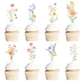 Rngmsi 40-Piece Wildflower Cupcake Toppers for Baby Shower & Birthday Parties - No-DIY Pre-Assembled Garden Floral Decorations