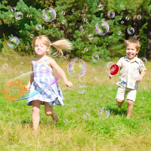 Roberly 17-Piece Big Bubble Wands Set with Soft Rackets and Trays for Outdoor Fun