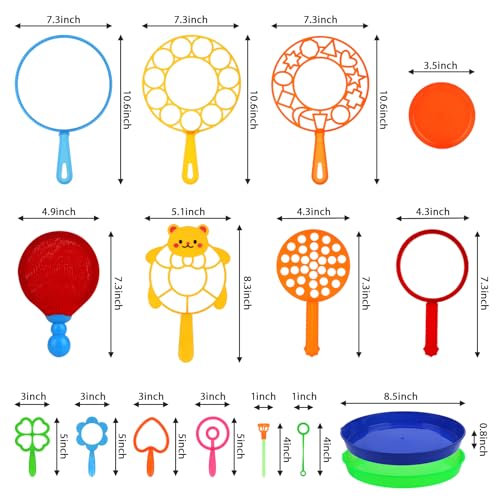 Roberly 17-Piece Big Bubble Wands Set with Soft Rackets and Trays for Outdoor Fun