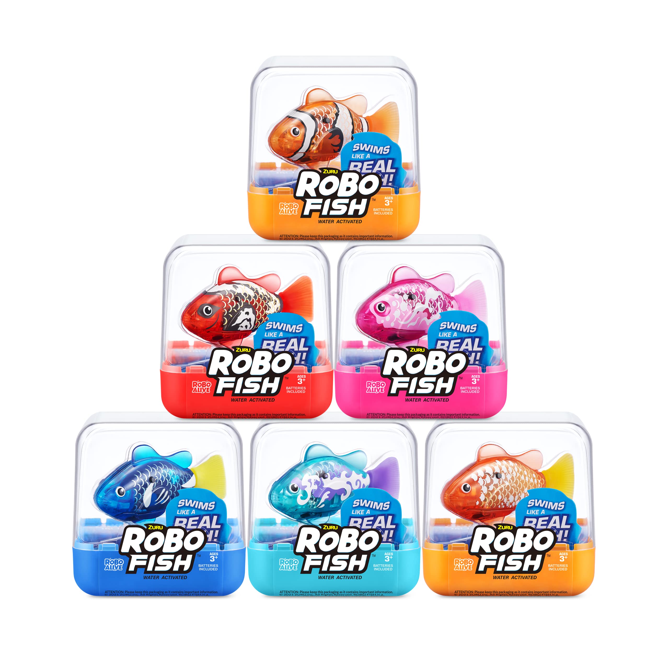Robo Alive ZURU Robo Fish 2-Pack (Pink + Golden) – Water-Activated Robotic Swimming Toy with Color Change, Amazon Exclusive Series 3