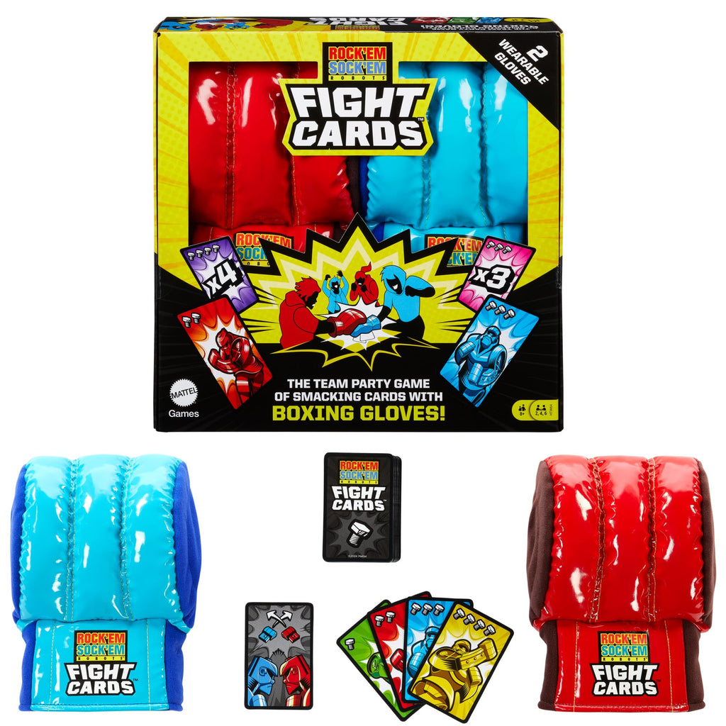 Rock ‘Em Sock ‘Em Robots Fight Cards Card Game – Team Party Game with Boxing Gloves