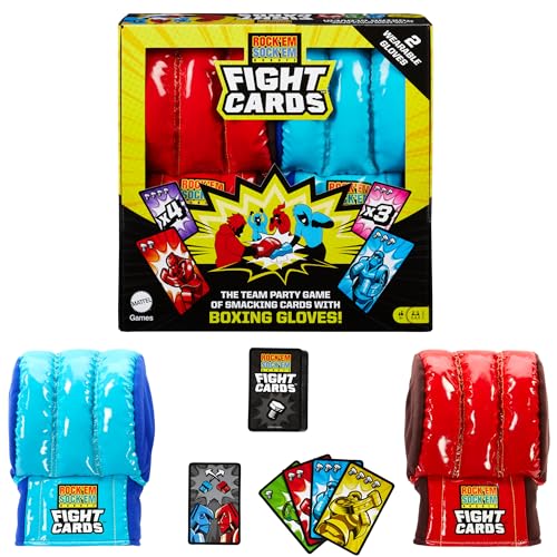 Rock ‘Em Sock ‘Em Robots Fight Cards Card Game – Team Party Game with Boxing Gloves