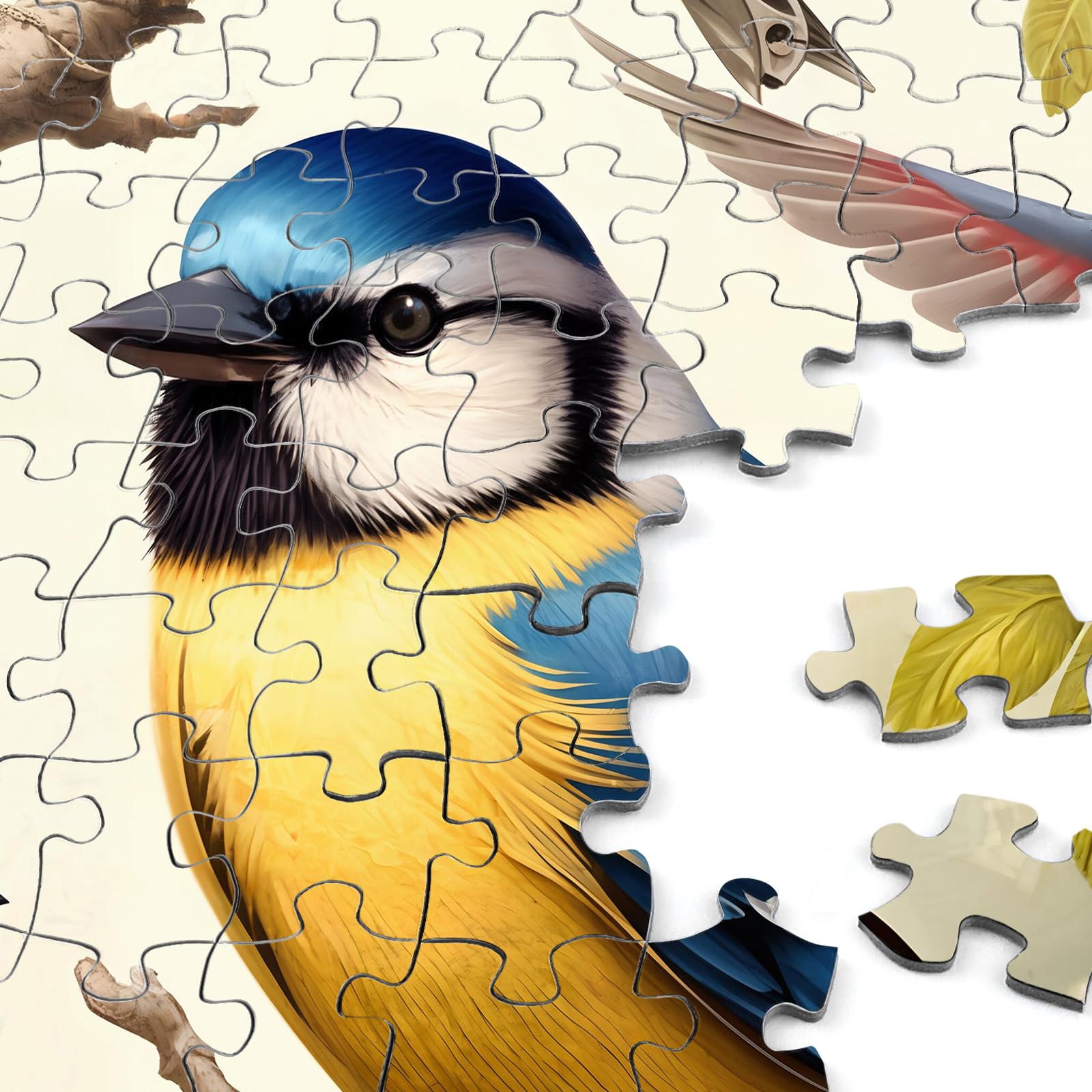 Rocorose 1000 Piece Birds and Flowers Jigsaw Puzzle with Poster – Large 27.5x19.68 Inch Finished Size, Premium Gray Board