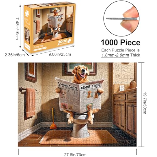 Rocorose 1000-Piece Funny Dog Jigsaw Puzzle – HD Quality with Bonus Poster