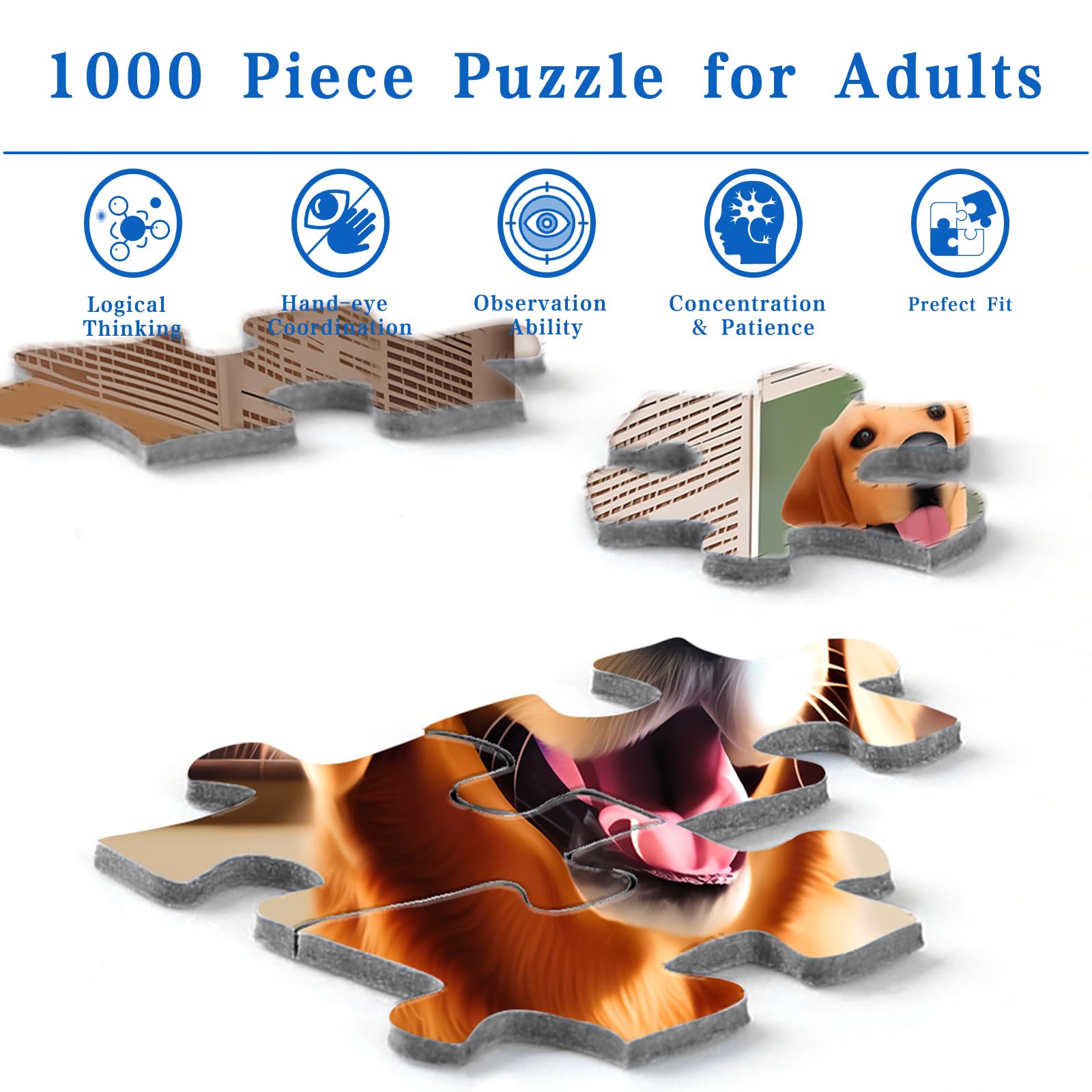 Rocorose 1000-Piece Funny Dog Jigsaw Puzzle – HD Quality with Bonus Poster
