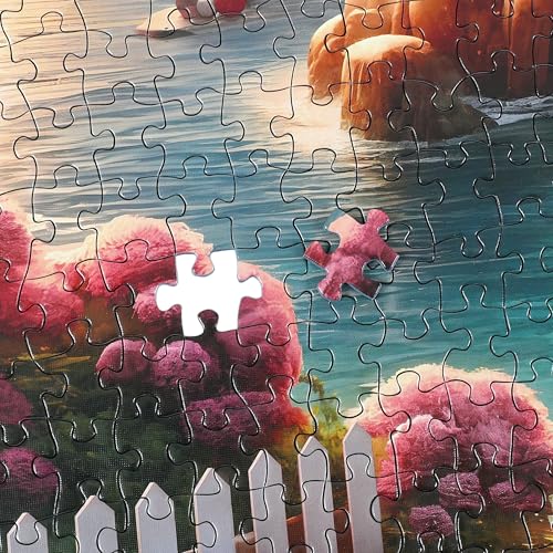 Rocorose 1000 Piece Lighthouse Coast Jigsaw Puzzle for Adults - Beach Sunrise Scene with Bonus Poster