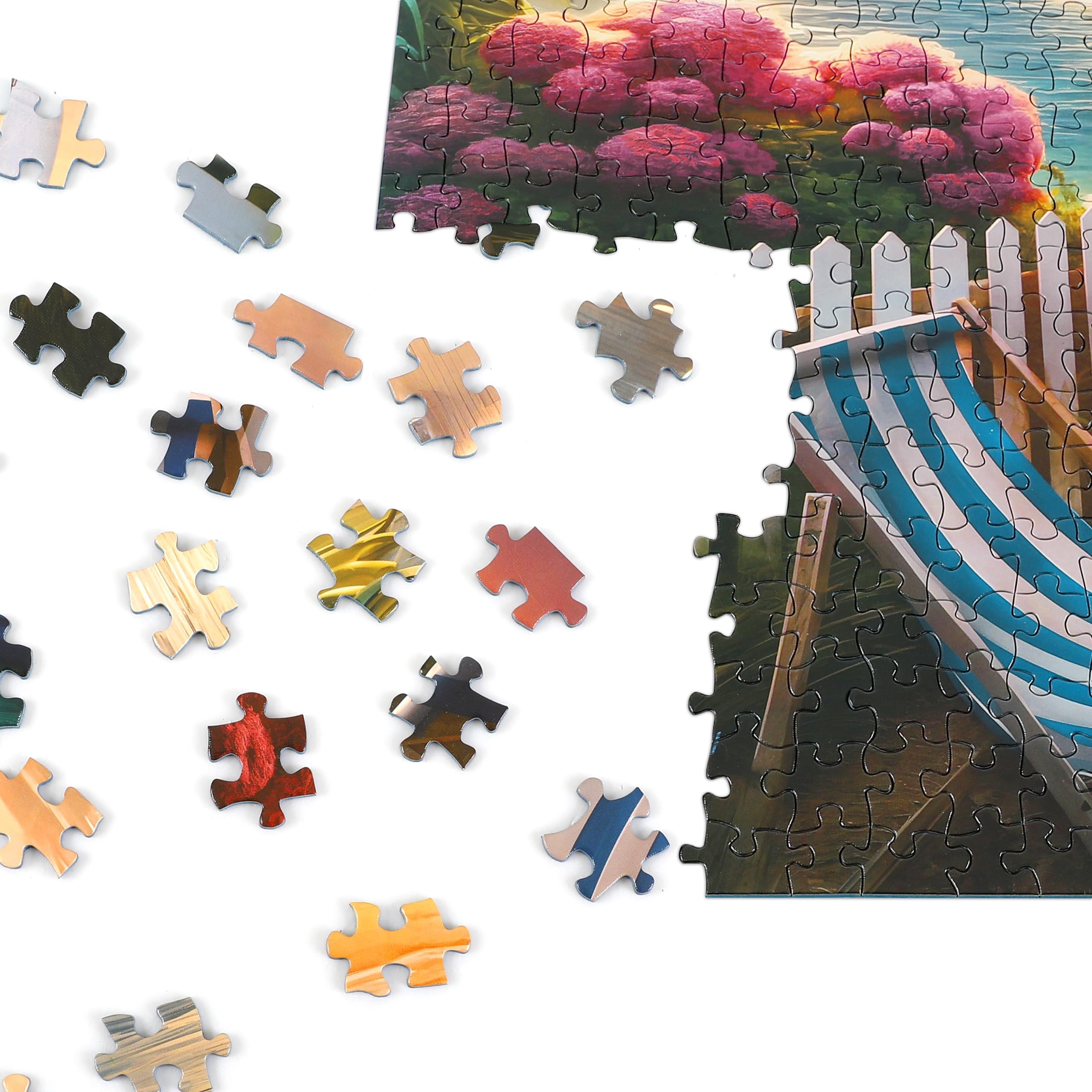 Rocorose 1000 Piece Lighthouse Coast Jigsaw Puzzle for Adults - Beach Sunrise Scene with Bonus Poster