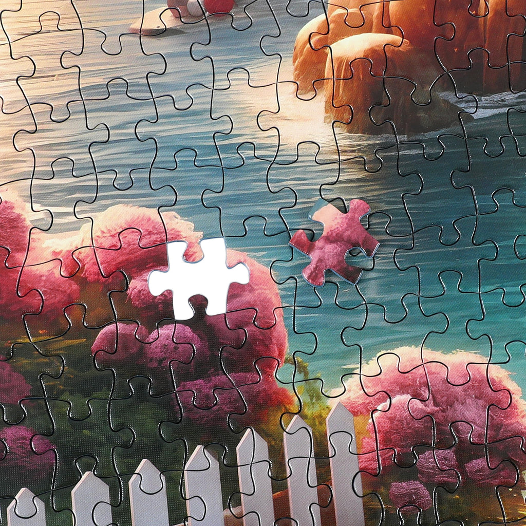 Rocorose 1000 Piece Lighthouse Coast Jigsaw Puzzle for Adults - Beach Sunrise Scene with Bonus Poster