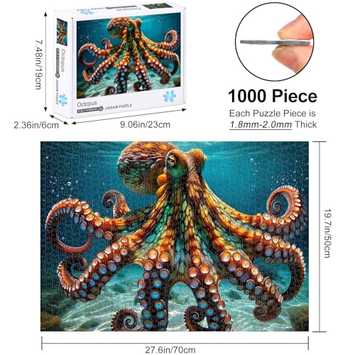 Rocorose 1000 Piece Octopus Puzzle – Deep Sea Ocean Exploration Jigsaw for Adults