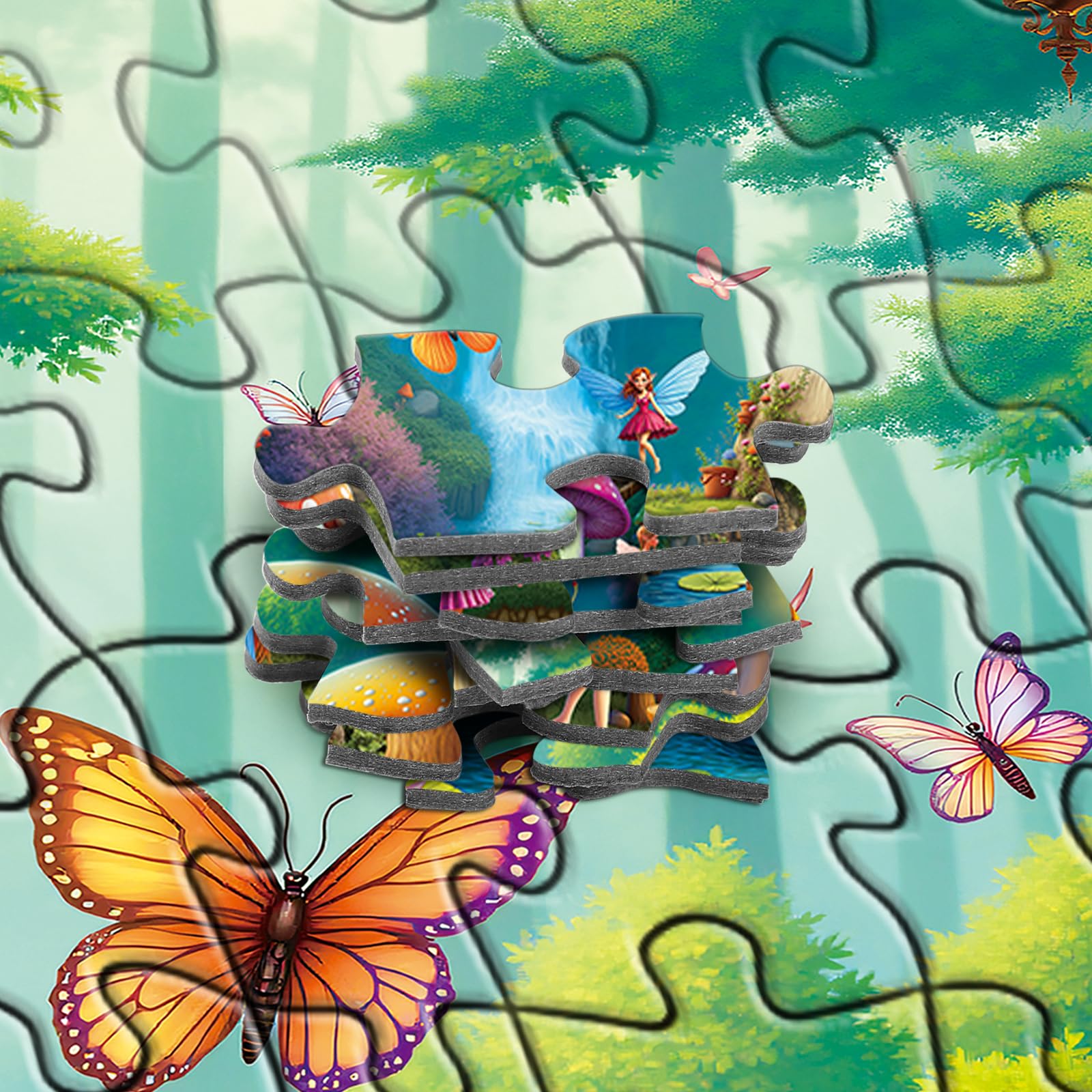 Rocorose 500-Piece Mushroom House Jigsaw Puzzle – Fairy Village Scene, 20 x 14.2 Inches