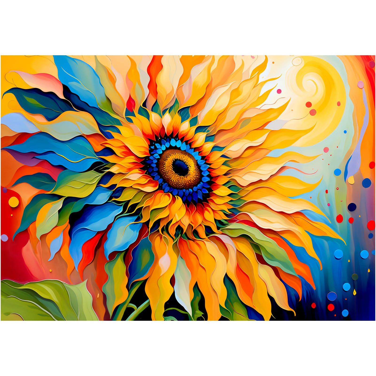 Rocorose Sunflower 1000 Piece Jigsaw Puzzle – Colorful Gradient Floral Artwork for Adults, Includes Poster, 27.5x19.68 Inches