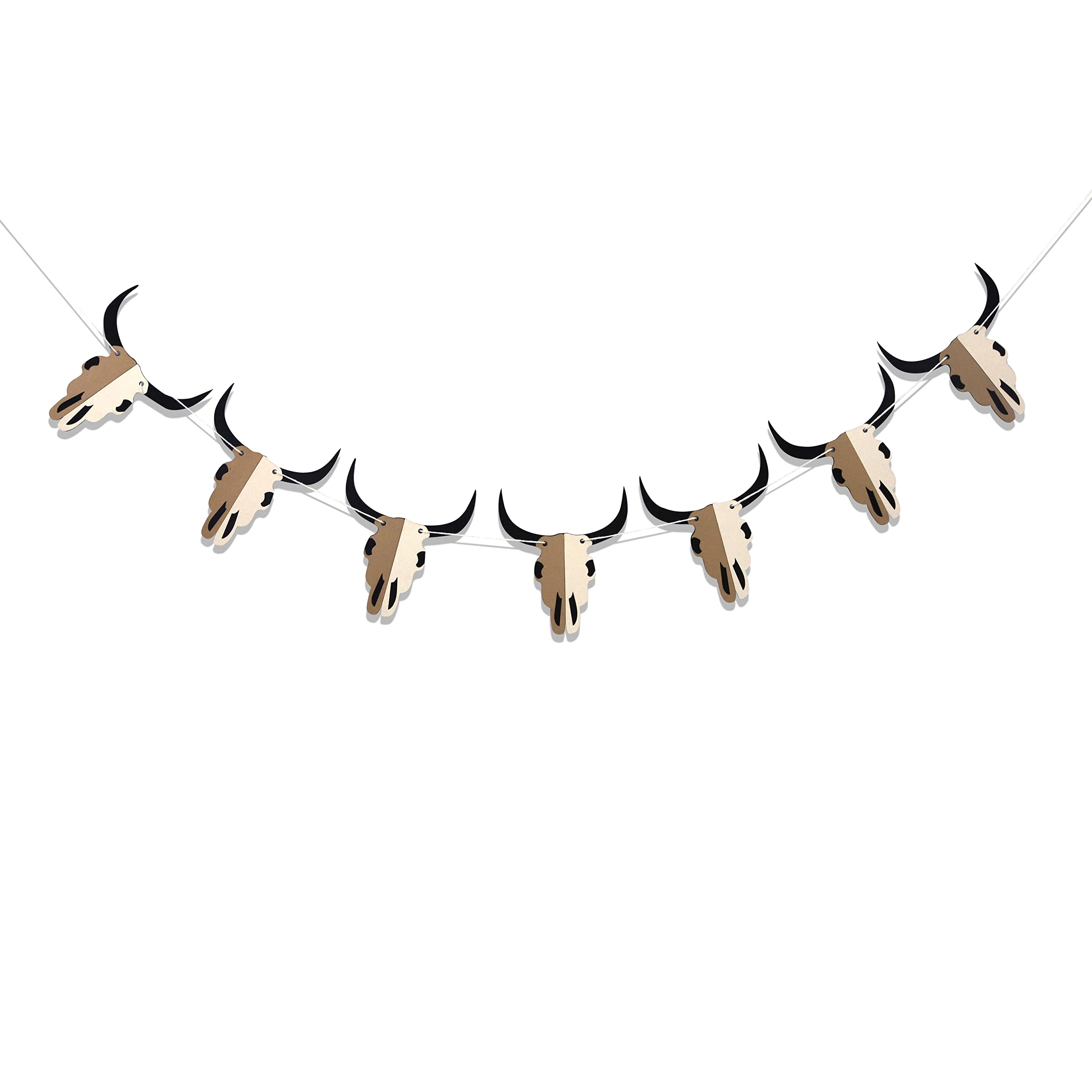 Rodeo Bull Skull Banner - 7-Piece Western Cowboy Birthday Decoration