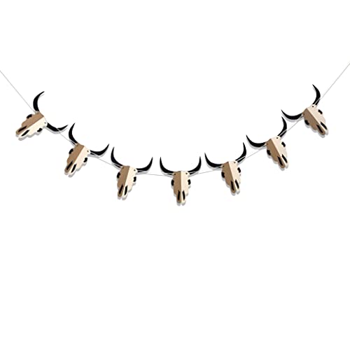 Rodeo Bull Skull Banner - 7-Piece Western Cowboy Birthday Decoration