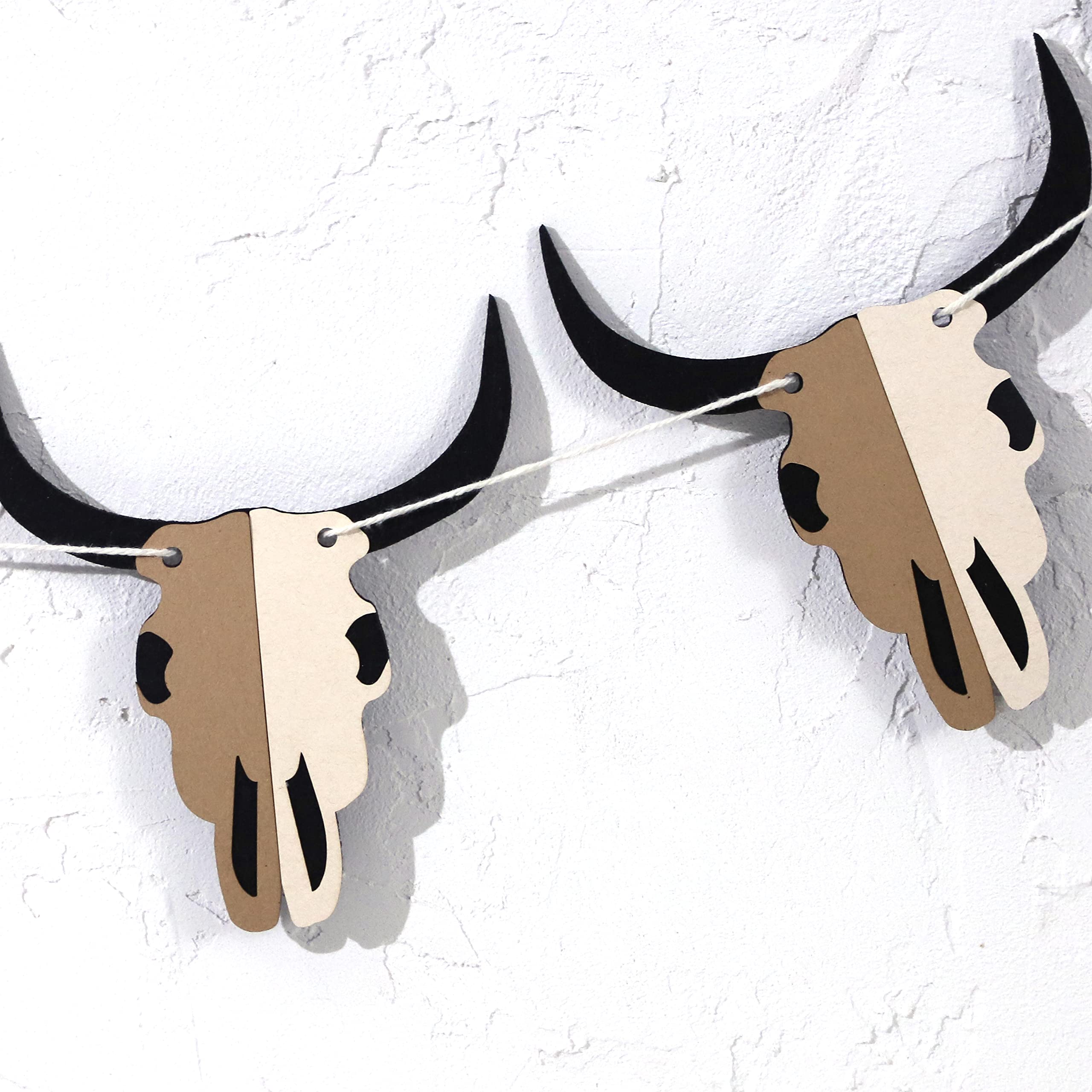 Rodeo Bull Skull Banner - 7-Piece Western Cowboy Birthday Decoration