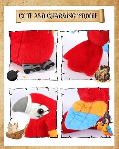 Roicaholy Magnetic Shoulder Parrot Plush – 5-Inch Stuffed Bird Pirate Costume Accessory for Halloween