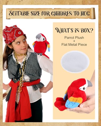 Roicaholy Magnetic Shoulder Parrot Plush – 5-Inch Stuffed Bird Pirate Costume Accessory for Halloween