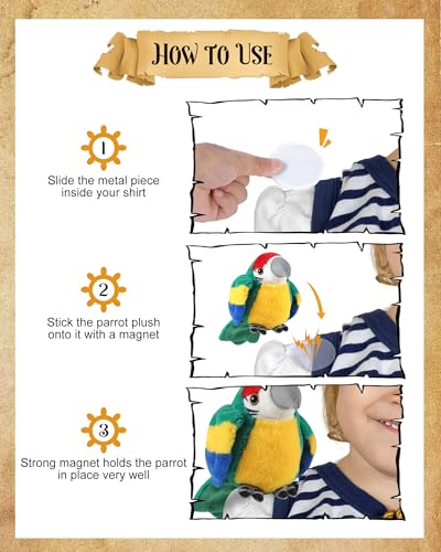 Roicaholy Magnetic Shoulder Plush Parrot – 5-Inch Pirate Costume Accessory for Halloween & Cosplay