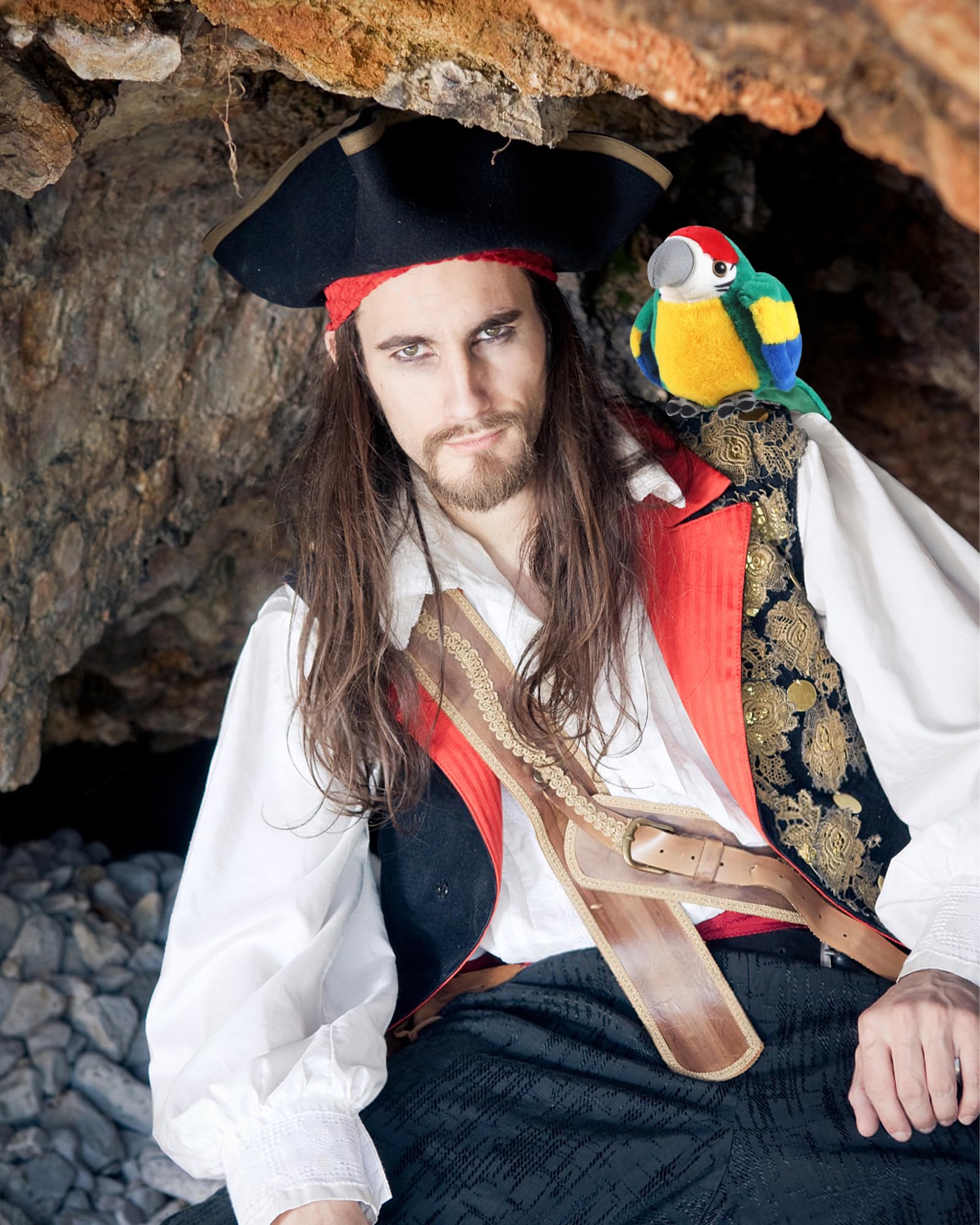 Roicaholy Magnetic Shoulder Plush Parrot – 5-Inch Pirate Costume Accessory for Halloween & Cosplay