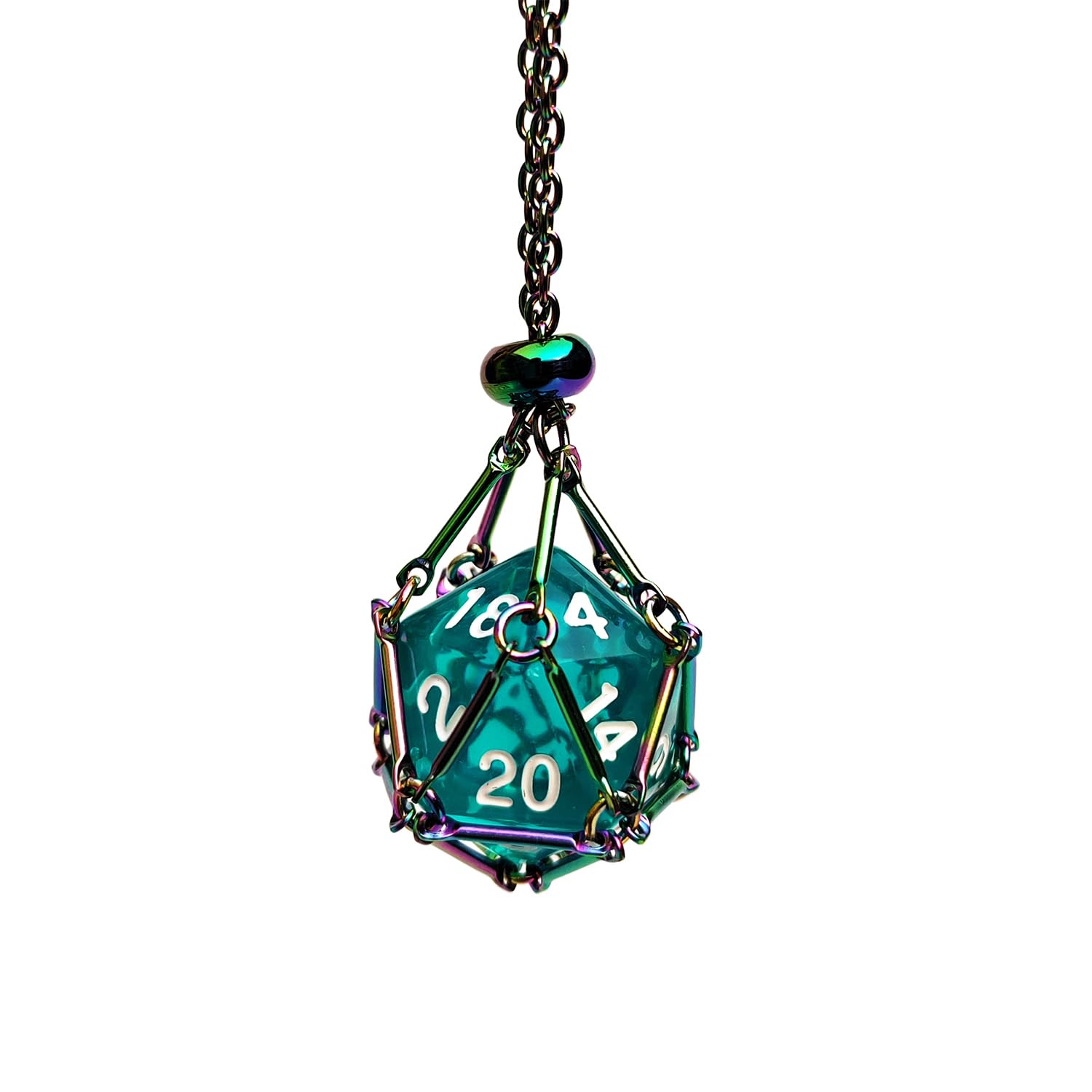 Rollooo Interchangeable Rainbow Empty Cage D20 Dice Holder Necklace – DND Gift