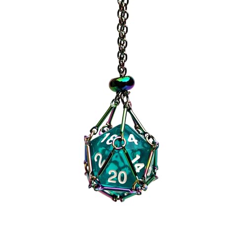 Rollooo Interchangeable Rainbow Empty Cage D20 Dice Holder Necklace – DND Gift