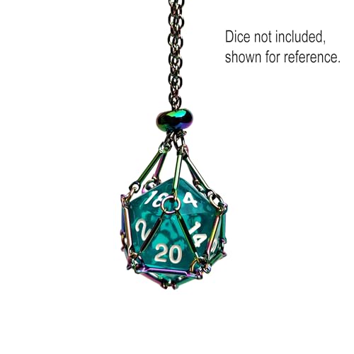 Rollooo Interchangeable Rainbow Empty Cage D20 Dice Holder Necklace – DND Gift